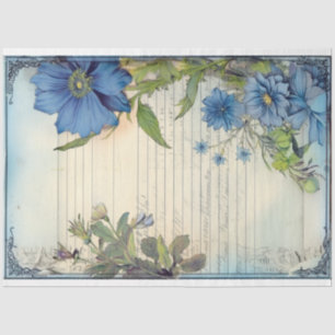 Blue Daisy Flower and scripture ephemera Tissue Paper