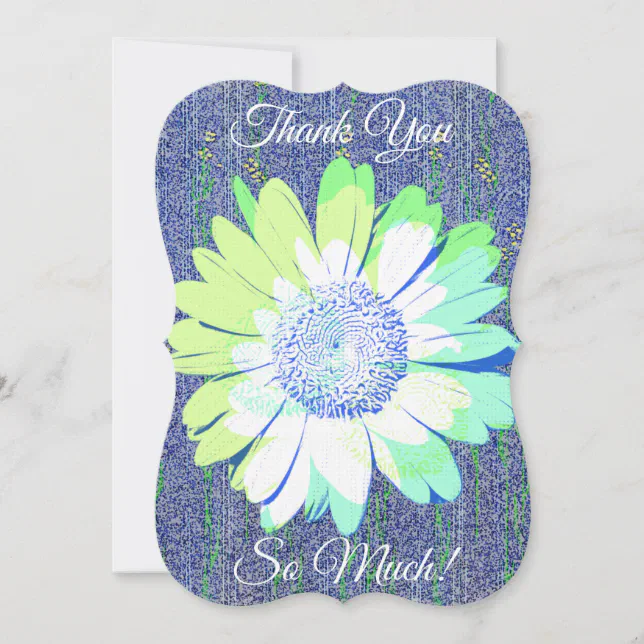 Blue Daisy Flower Art Thank You Flat Card | Zazzle