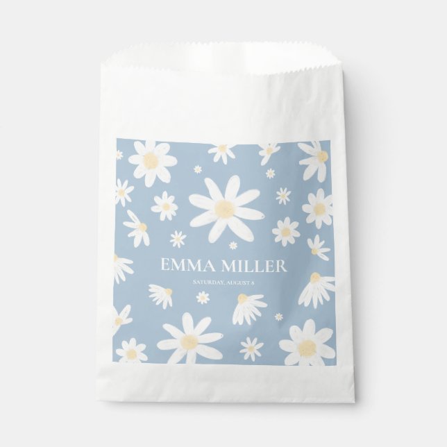 Blue Daisy Flower Favor Bags (Front)
