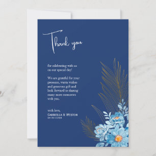 Blue Daisy Flowers Thank You Card for Wedding