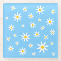 Blue Daisy Glass Coaster
