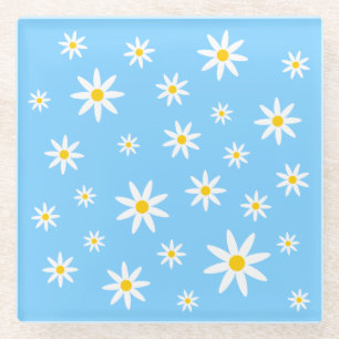 Blue Daisy Glass Coaster