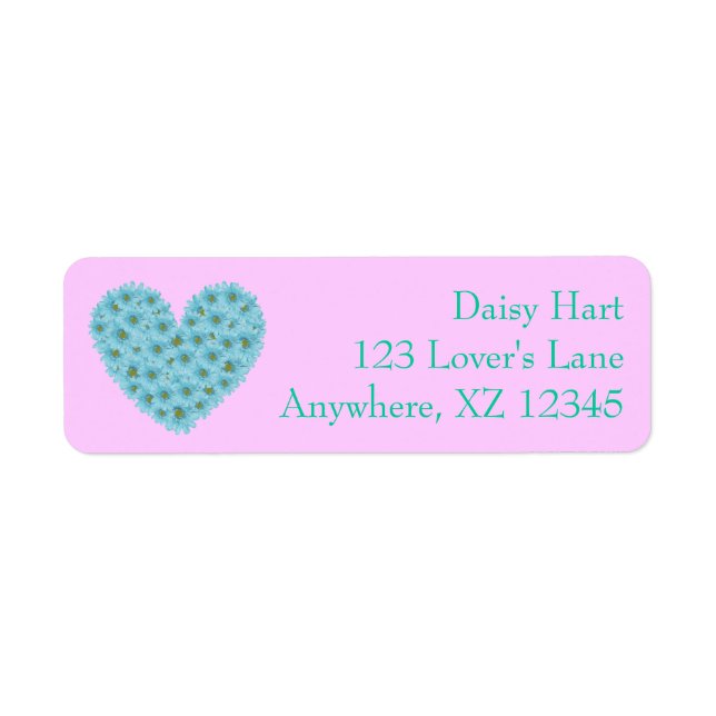 Blue Daisy Heart Label (Front)