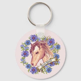 Blue Daisy Horse  Keychain