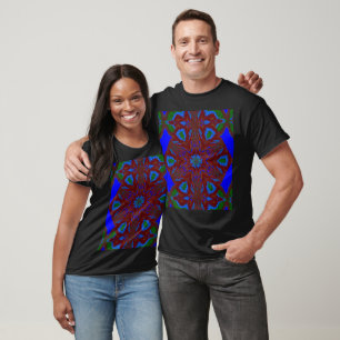 Blue Daisy in the Garden Bohemian Abstract Floral  T-Shirt