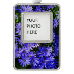 Blue Daisy-like Flowers Nature Photography Christmas Ornament