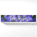Blue Daisy-like Flowers Nature Photography Desk Name Plate