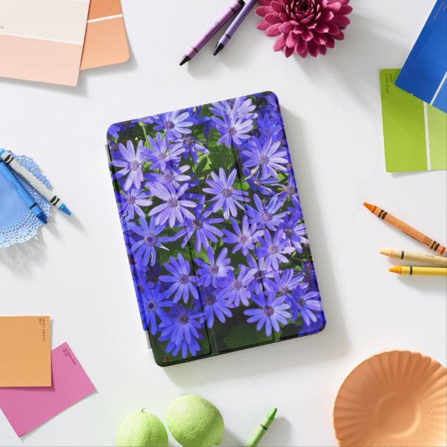 Blue Daisy-like Flowers Nature Photography iPad Pro Cover (Desk)