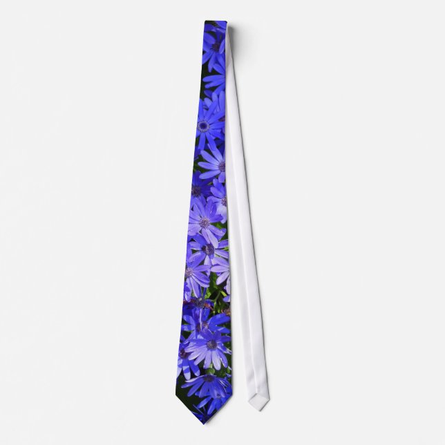 Blue Daisy-like Flowers Nature Photography Neck Tie (Front)