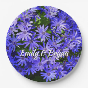 Blue Daisy-like Flowers Nature Photography Paper Plates
