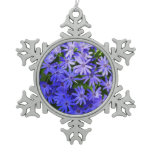 Blue Daisy-like Flowers Nature Photography Snowflake Pewter Christmas Ornament