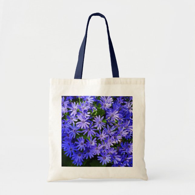 Blue Daisy-like Flowers Nature Photography Tote Bag (Front)