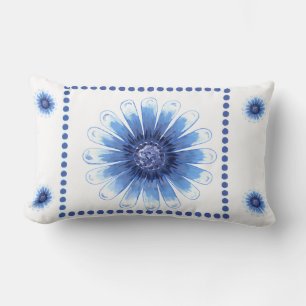 Blue Daisy Lumbar Pillow