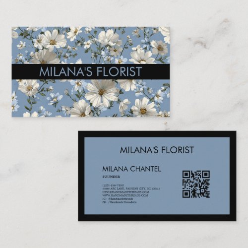 Blue Daisy Modern Trendy Flower Florist Business Card