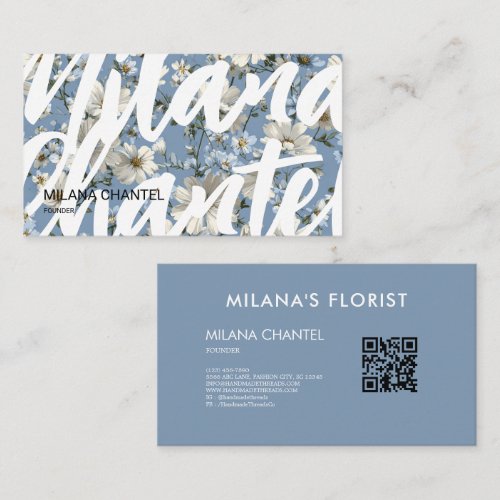 Blue Daisy Modern Trendy Flower Florist  Business Card