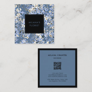 Blue Daisy Modern Trendy Flower Florist Square Business Card