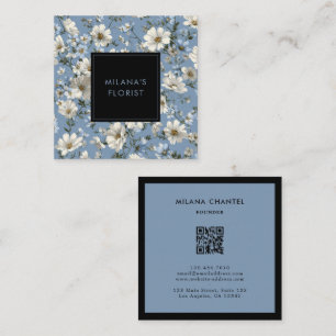 Blue Daisy Modern Trendy Flower Florist Square Business Card