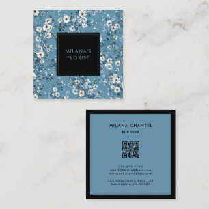 Blue Daisy Modern Trendy Flower Florist Square Business Card