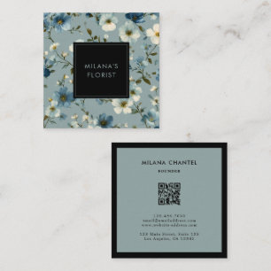 Blue Daisy Modern Trendy Flower Florist Square Business Card