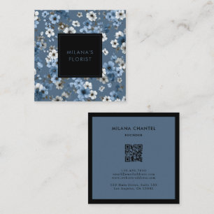 Blue Daisy Modern Trendy Flower Florist Square Business Card