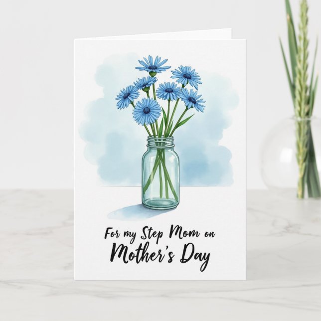 Blue Daisy Mothers Day Design Card (Front)
