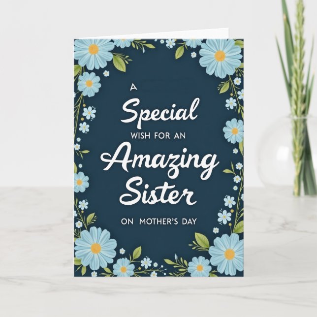 Blue Daisy Mothers Day Wish Card (Front)