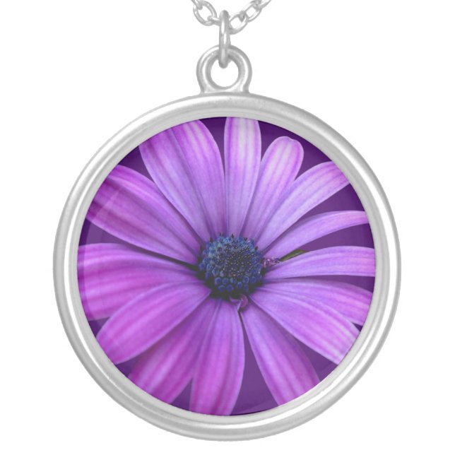 Blue Daisy Necklace Blue Purple Daisy Gifts (Front)