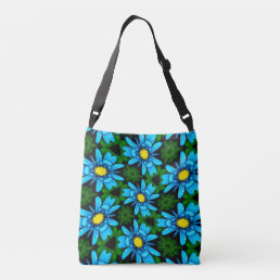 Blue Daisy Pattern Crossbody Bag