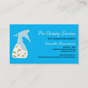 Blue Daisy Spray Bottle Cleaning Service gardening Business Card