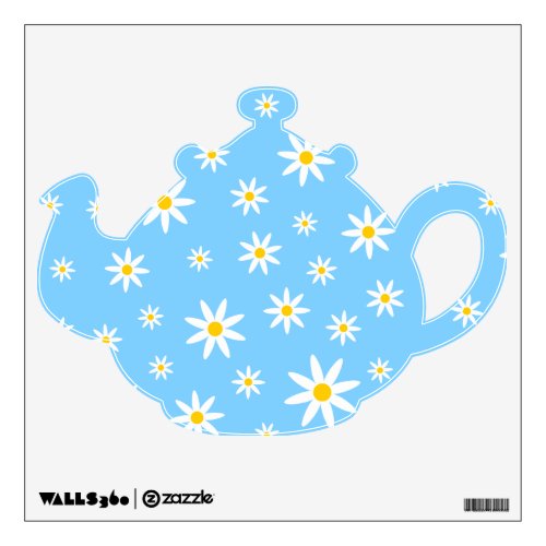 Blue Daisy Teapot Wall Decal