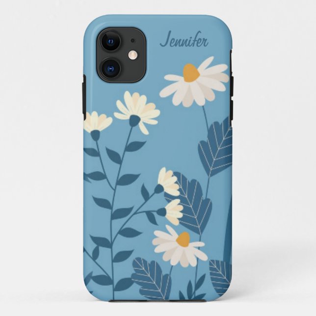 Blue Daisy Theme Personalized Phone Case Floral (Back)