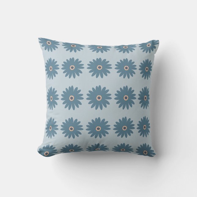 Blue Daisy Throw Pillow (Front)