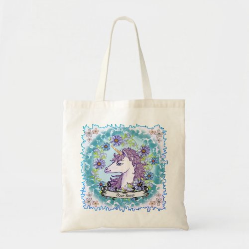 Blue Daisy Unicorn  Tote Bag