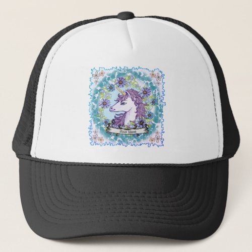 Blue Daisy Unicorn  Trucker Hat