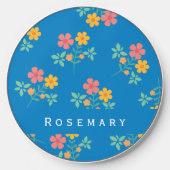 Blue Daisy Vintage Bouquet Pattern Wireless Charger (Front)