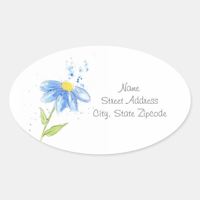 Blue Daisy Watercolor Labels (Front)