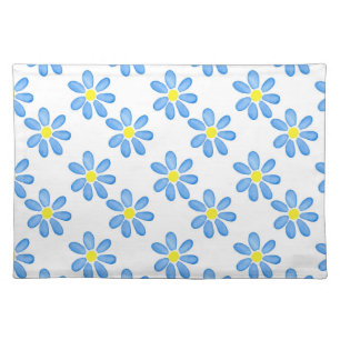 Blue Daisy Watercolor Pattern 2 Cloth Placemat