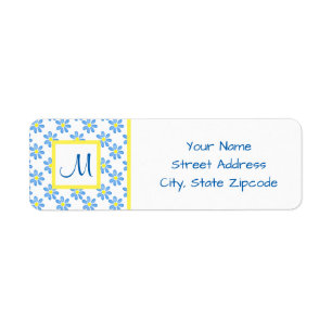 Blue Daisy Watercolor Pattern 2 Label