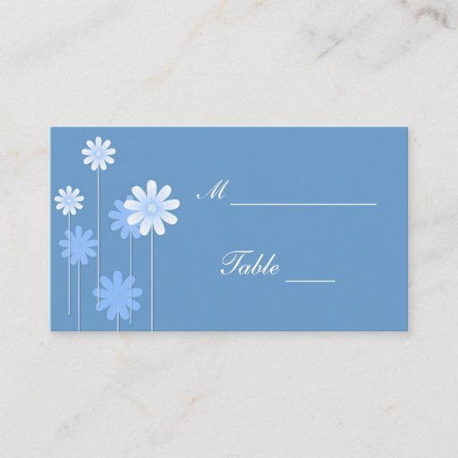 Customizable Blue Daisy Wedding Place Card Holders Business Card Template