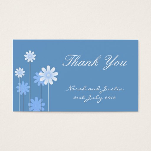 Customizable Blue Daisy Wedding Thank You Card Business Card