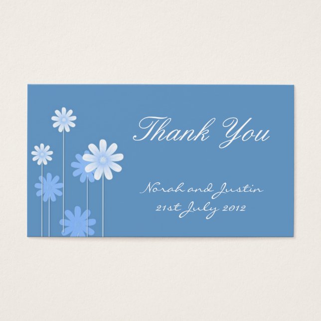 Blue Daisy Wedding Thank You Card (Front)