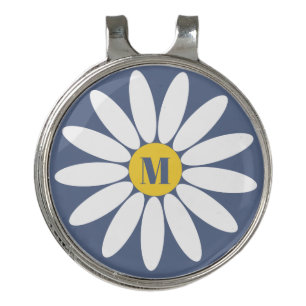 Blue Daisy with Initial Golf Hat Clip