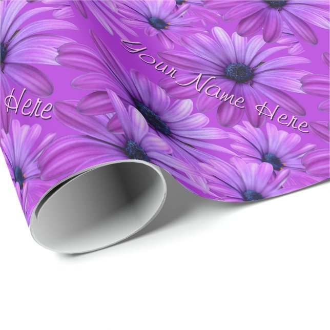 Blue Daisy Wrapping Paper Personalized Gift Paper (Roll Corner)