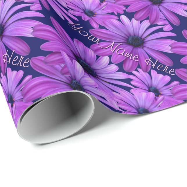 Blue Daisy Wrapping Paper Personalized Gift Paper (Roll Corner)