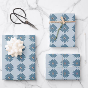 Blue Daisy Wrapping Paper Sheets