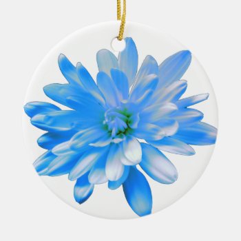 Blue Daisy  Zinnia  Sunflower  Ceramic Ornament by Omtastic at Zazzle