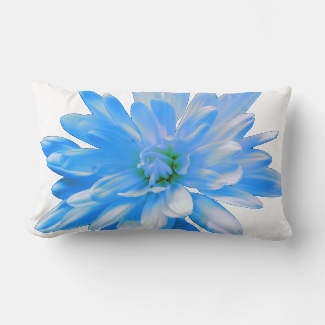 Blue daisy, zinnia, sunflower lumbar pillow (Front)