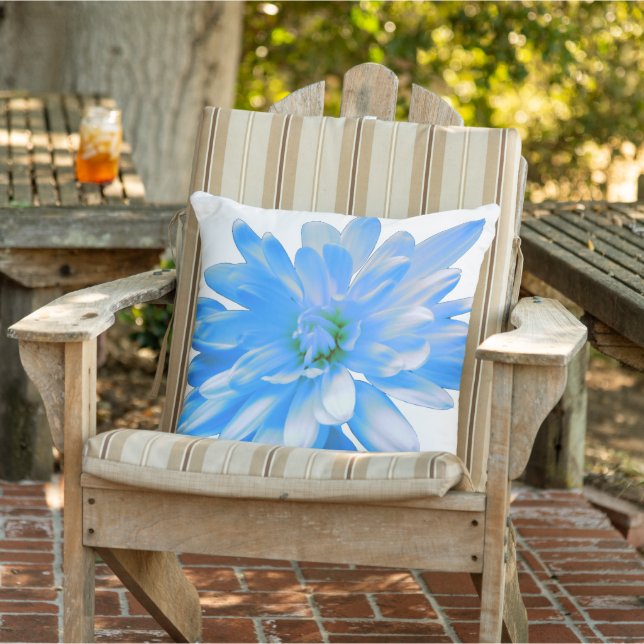 Blue daisy, zinnia, sunflower outdoor pillow (Chair)