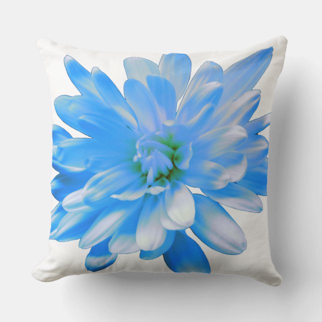 Blue daisy, zinnia, sunflower throw pillow (Front)