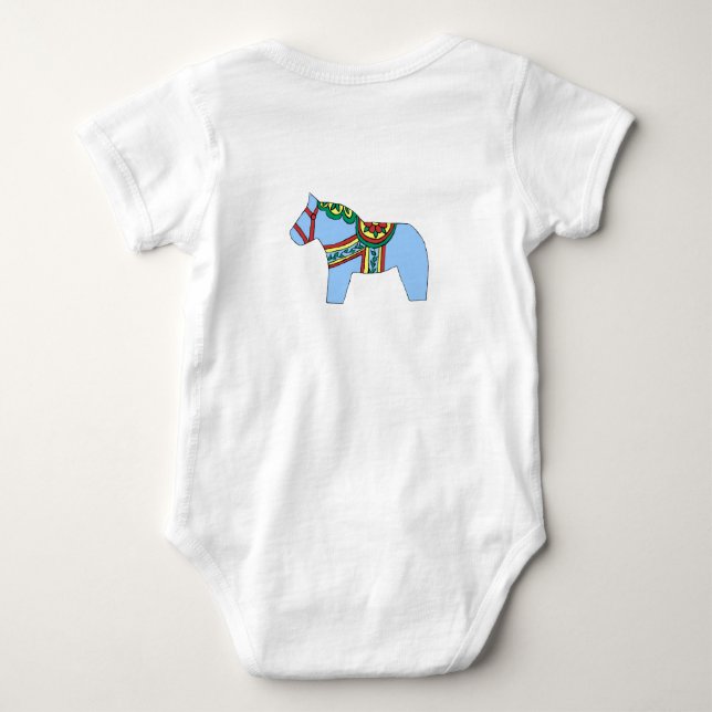 Blue Dala Horse Baby Bodysuit (Back)